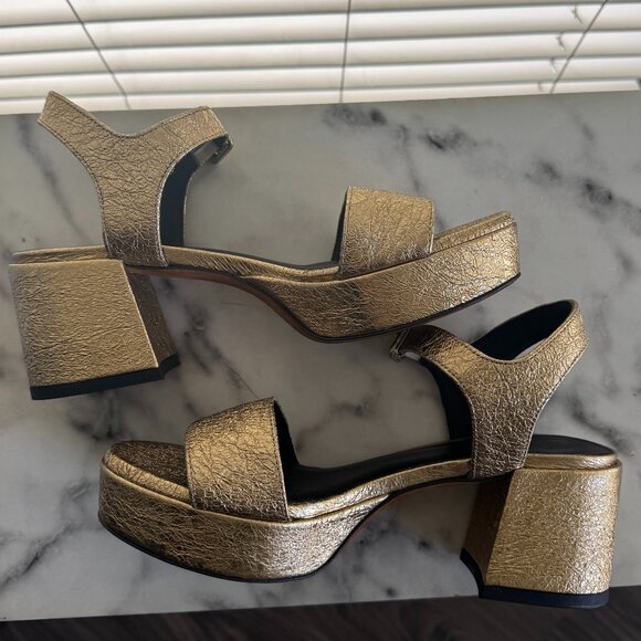 M. Gemi Lizza Nuova Limited Edition Warm Gold leather platform sandals 35.5, EUC - Picture 6 of 9